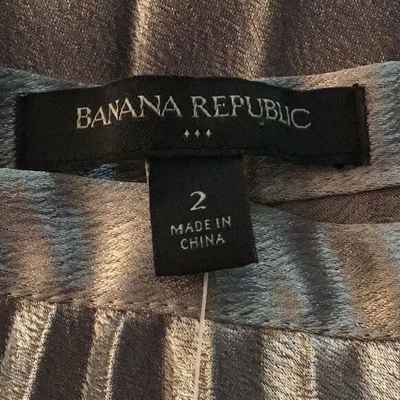 Banana Republic Factory Silver Simmer Pewter Metallic Pleated Full Skirt NEW - Picture 10 of 13